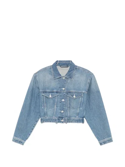 Julie Kegels Cropped Denim Jacket In Blue