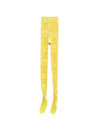 Julie Kegels Damask-pattern Tights In White
