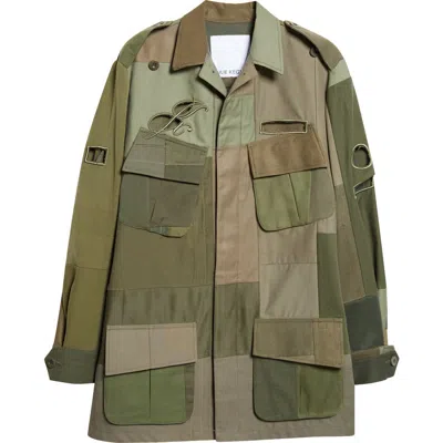Julie Kegels Embroidered Cutout Patchwork Cotton Field Jacket In Multi