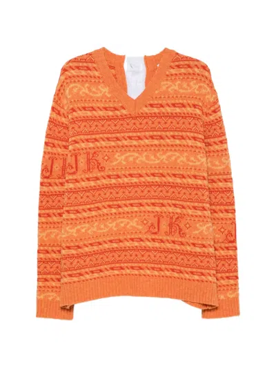 Julie Kegels Fair Isle Panelled Sweater In Orange