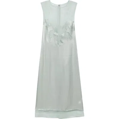 Julie Kegels Floral Cutwork Satin & Sheer Silk Organza Dress In Blue