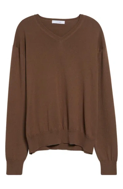 Julie Kegels Glitter Elbow Patch Cotton & Cashmere Sweater In Brown