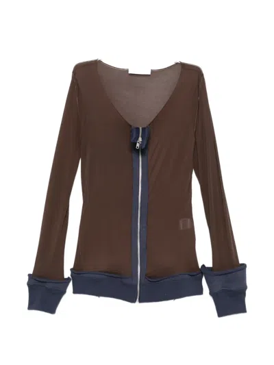 Julie Kegels Jean Zip-up Long-sleeve Top In Brown