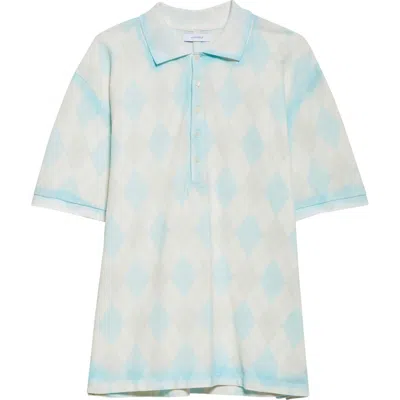 Julie Kegels Jodie Oversize Argyle Cotton Piqué Polo In Aqua