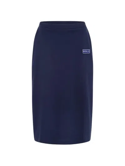 Julie Kegels Johanna Logo-patch Midi Skirt In Blue