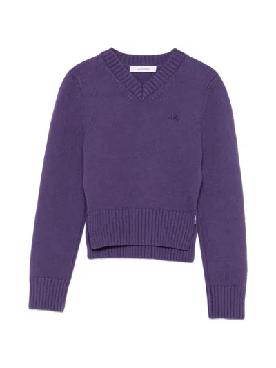 Julie Kegels Kelt Pullover Mit V-ausschnitt Und Logo-stickerei In Purple