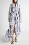 Julie Kegels Mitch Cotton Gabardine Trench Coat With Removable Towel In Light Grey