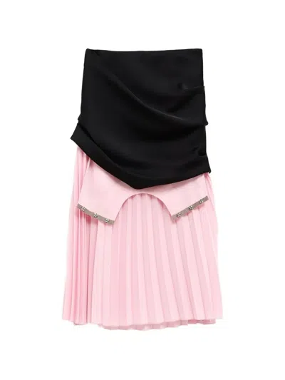 Julie Kegels Pleated Draped Midi Skirt In Pink
