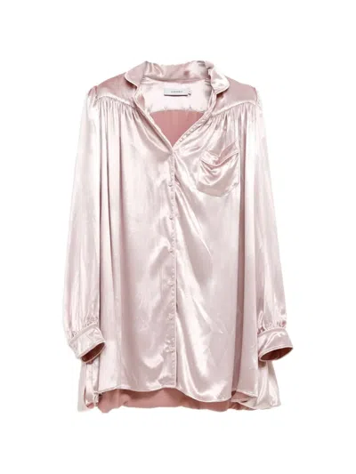 Julie Kegels Satin-finish Button-down Mini Dress In Pink