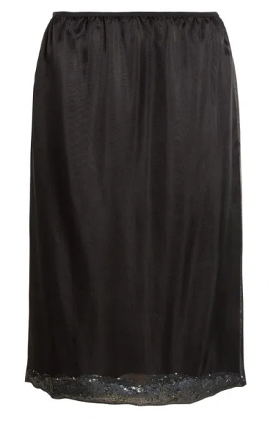 Julie Kegels Sidney Glitter Hem Sheer Silk Skirt In Black