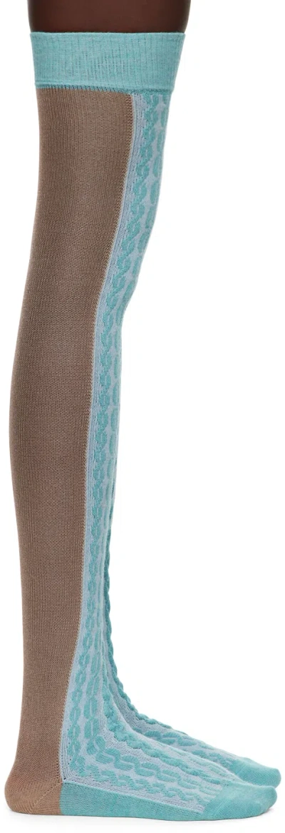 Julie Kegels Ssense Exclusive Beige & Blue Ami Long Socks In Aqua - Beige