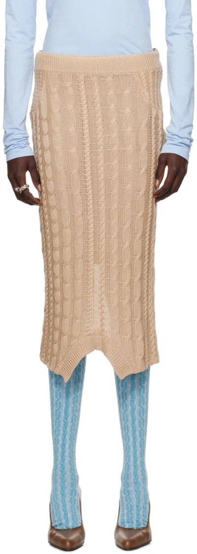 Julie Kegels Ssense Exclusive Beige & Blue Samira Midi Skirt In Bleu-camel