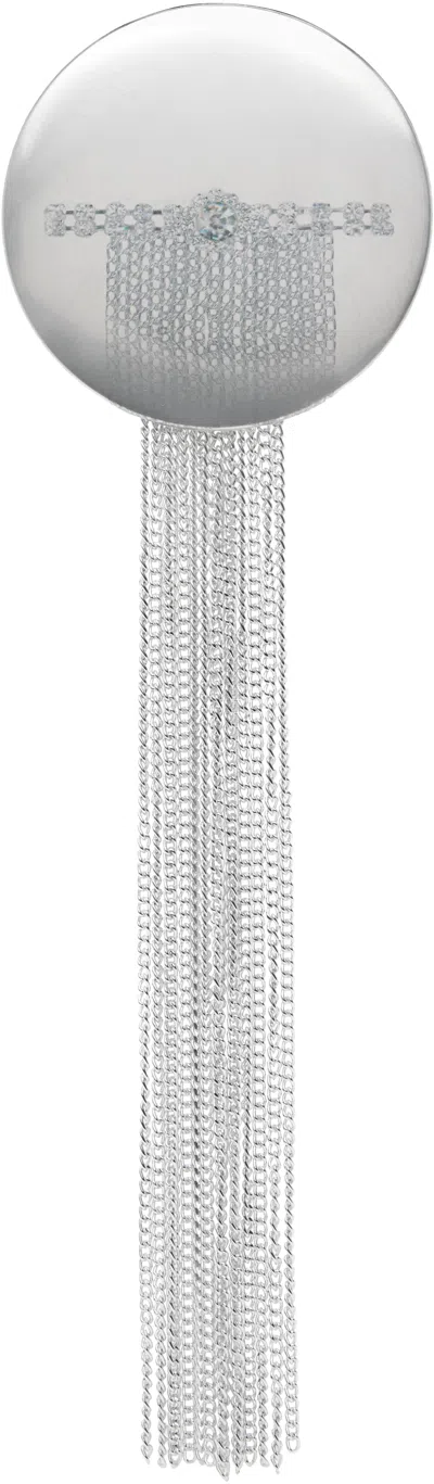 Julie Kegels Ssense Exclusive Silver Pin Button & Chains Brooch In Mat Silver