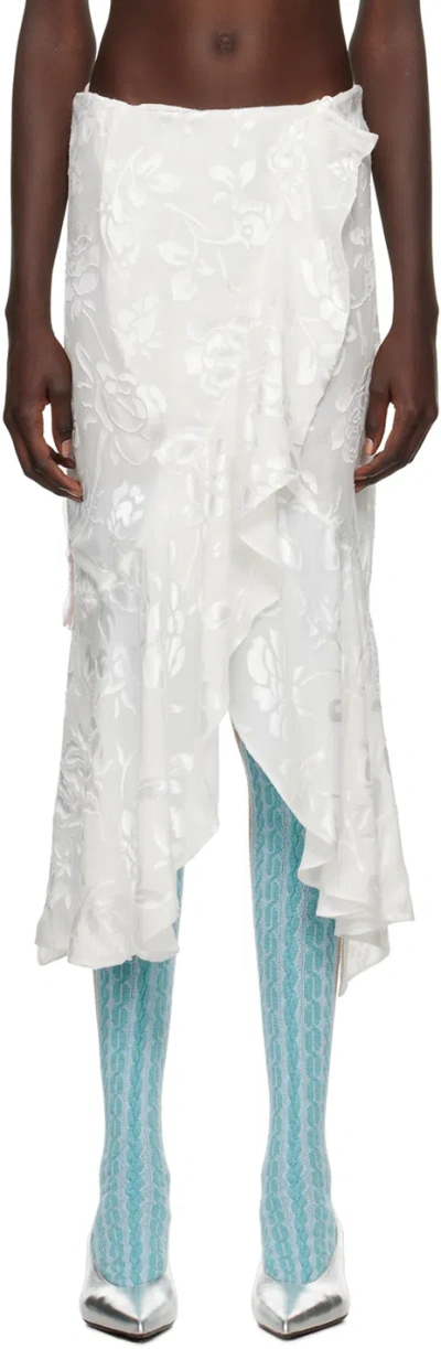 Julie Kegels Ssense Exclusive White & Pink Sade Midi Skirt In Off White