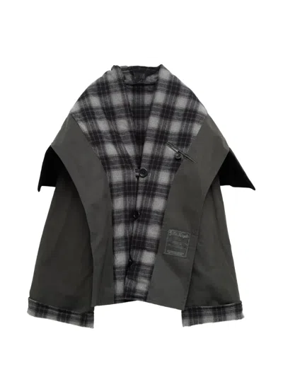 Julie Kegels Tartan-panelled Puffed Coat In Green