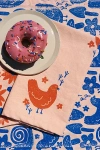 Julie Peach Block Printed Chickens Napkins In Pink At Urban Outfitters
