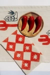 Julie Peach Block Printed Diamond Spurs Napkin Set In Taupe At Urban Outfitters