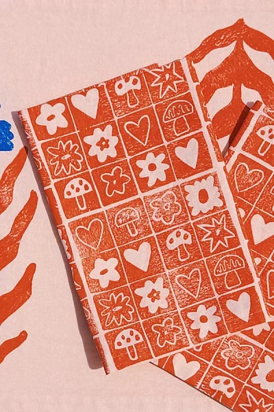 Julie Peach Block Printed Garden Squares Napkins In Pink At Urban Outfitters In Multi