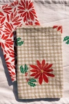 Julie Peach Block Printed Poinsettia Napkin Set In Gingham At Urban Outfitters