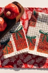 Julie Peach Block Printed Presents Napkin Set In Gingham At Urban Outfitters