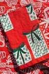 Julie Peach Block Printed Presents Napkin Set In Red At Urban Outfitters
