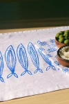 Julie Peach Block Printed Sardines Table Runner In White At Urban Outfitters