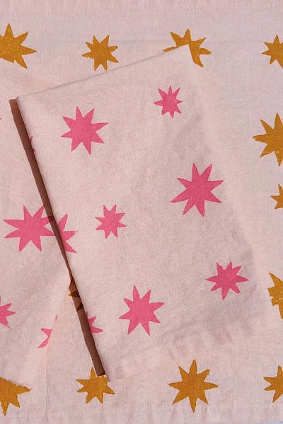Julie Peach Block Printed Starburst Napkins In Pink At Urban Outfitters In Multi