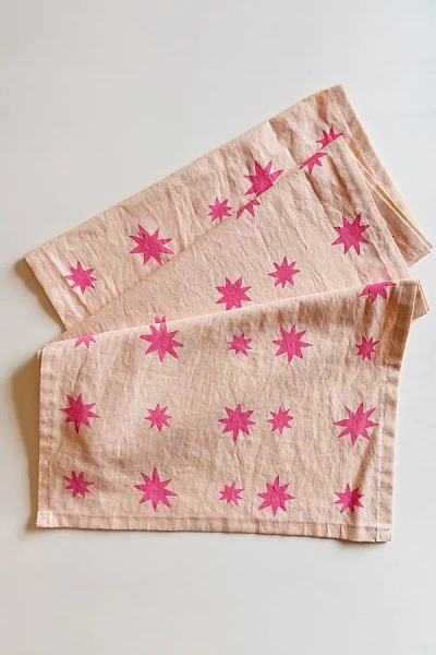 Julie Peach Block Printed Starburst Runner In Pink At Urban Outfitters In Neutral