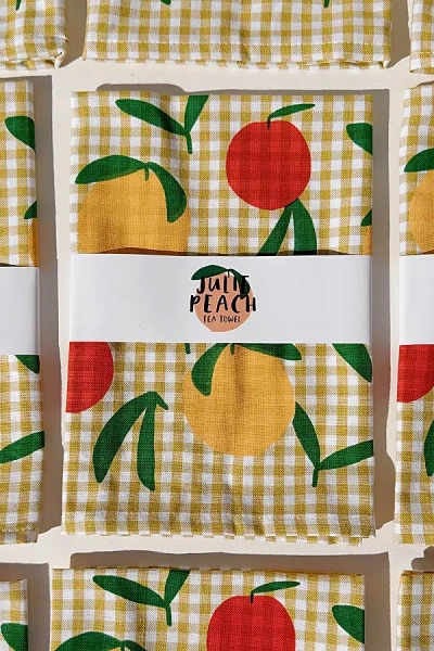 Julie Peach Gingham Peach Tea Towel At Urban Outfitters In Multi
