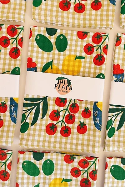 Julie Peach Mangia! Tea Towel At Urban Outfitters In Multi