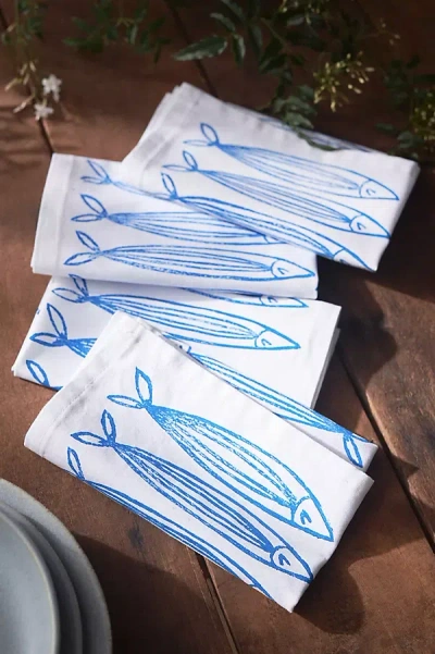 Julie Peach Sardine Napkins, Set Of 4 In White