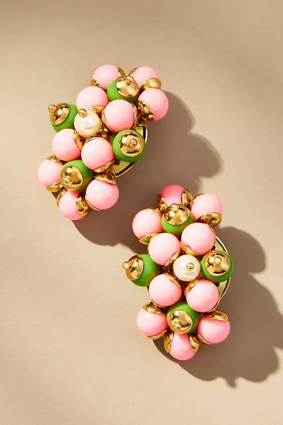 Julie Sion Beaded Clip-on Earrings In Pink
