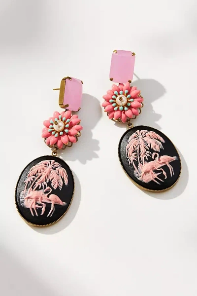 Julie Sion Camelia Flamingo Drop Earrings In Pink