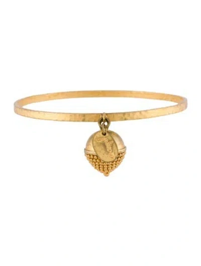 Pre-owned Julie Vos Acorn Charm Bangle Bracelet, 8" In Multi