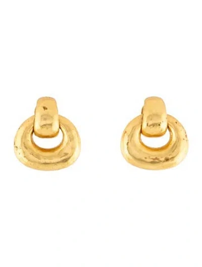 Pre-owned Julie Vos Avalon Doorknocker Drop Hoop Earrings In Multicolor