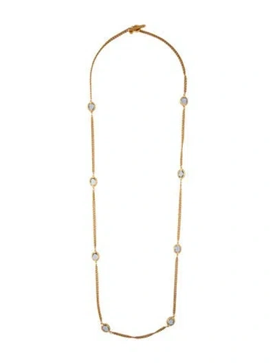 Pre-owned Julie Vos Blue Crystal Station Necklace, 39.5"