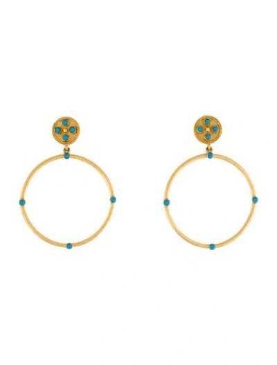 Pre-owned Julie Vos Blue Stone Drop Paris Statement Earrings
