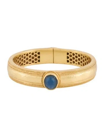 Pre-owned Julie Vos Blue Stone Hinged Bangle Bracelet, 6.75"