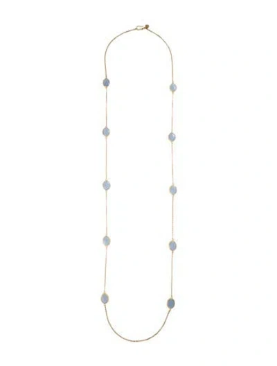 Pre-owned Julie Vos Blue Stone Station Necklace, 52" In Multi