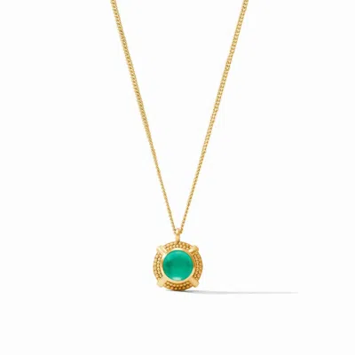 Julie Vos Cabachon Solitaire Necklace In Gold/iridescent Emerald