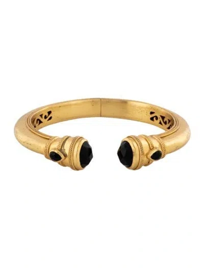 Pre-owned Julie Vos Cannes Demi Hinged Cuff Bracelet, 7" In Blac