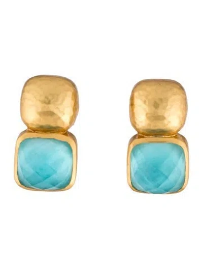 Pre-owned Julie Vos Catalina Drop Earrings In Blue