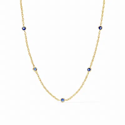 Julie Vos Celeste Delicate Station Necklace In Gold-sapphire Blue