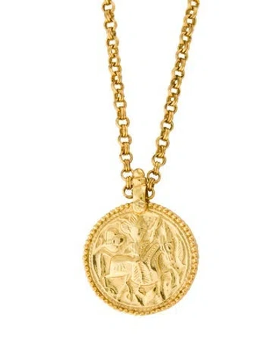 Pre-owned Julie Vos Chain Coin Pendant, 38.25" In Multi
