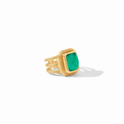 Julie Vos Cheval Statement Ring In Gold-iridescent Emerald