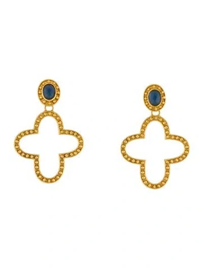 Pre-owned Julie Vos Clover Drop Earrings In Blue