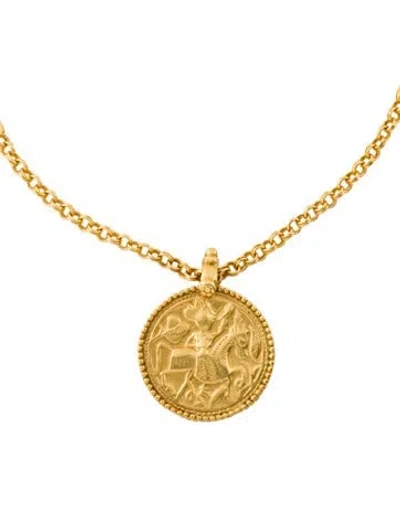 Pre-owned Julie Vos Coin Pendant Necklace, 38" In Multi