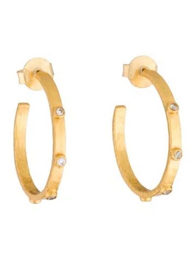 Pre-owned Julie Vos Crescent Stone Hoop Earrings In Multi