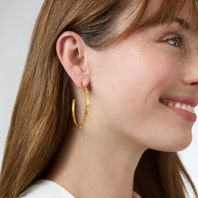 Julie Vos Crescent Stone Hoop In Gold-cubic Zirconia