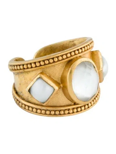 Pre-owned Julie Vos Crystal & Glass Band Ring In Multi